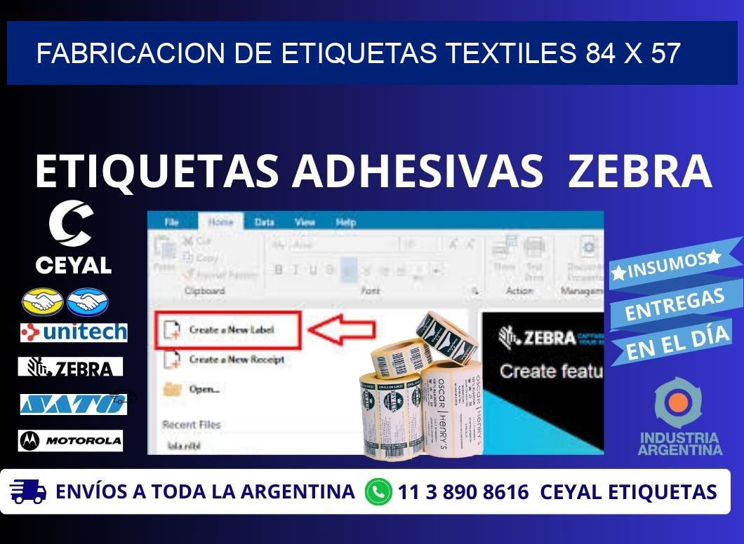 FABRICACION DE ETIQUETAS TEXTILES 84 x 57