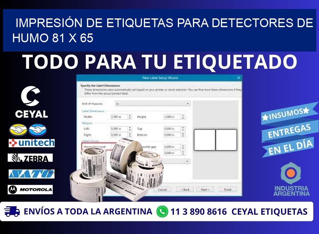 IMPRESIÓN DE ETIQUETAS PARA DETECTORES DE HUMO 81 x 65