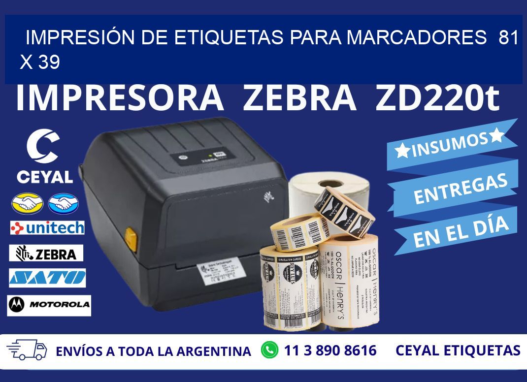 IMPRESIÓN DE ETIQUETAS PARA MARCADORES  81 x 39