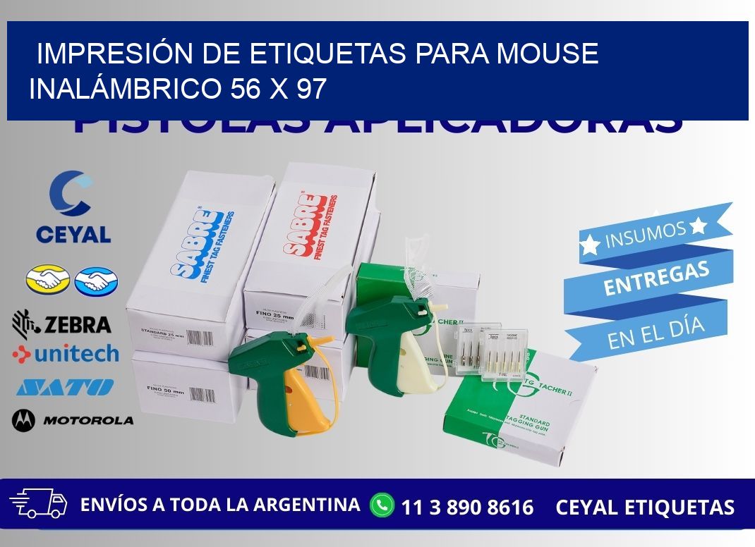 IMPRESIÓN DE ETIQUETAS PARA MOUSE INALÁMBRICO 56 x 97