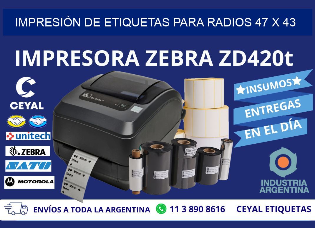 IMPRESIÓN DE ETIQUETAS PARA RADIOS 47 x 43