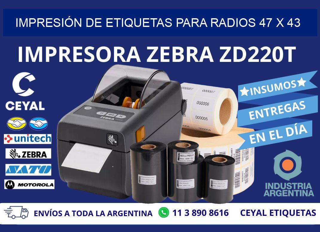 IMPRESIÓN DE ETIQUETAS PARA RADIOS 47 x 43