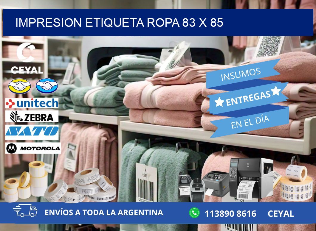 IMPRESION ETIQUETA ROPA 83 x 85