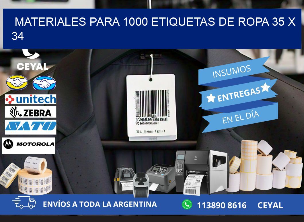 MATERIALES PARA 1000 ETIQUETAS DE ROPA 35 x 34