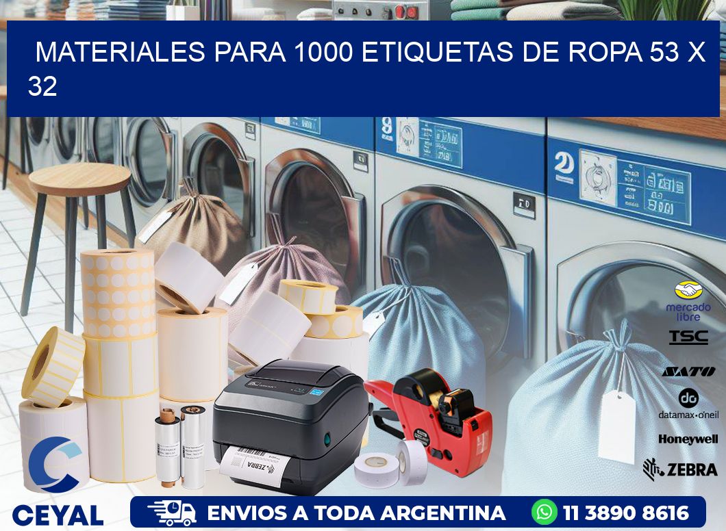 MATERIALES PARA 1000 ETIQUETAS DE ROPA 53 x 32