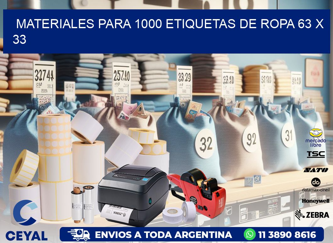 MATERIALES PARA 1000 ETIQUETAS DE ROPA 63 x 33