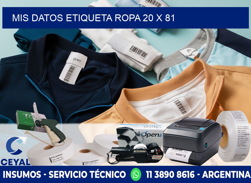 MIS DATOS ETIQUETA ROPA 20 x 81