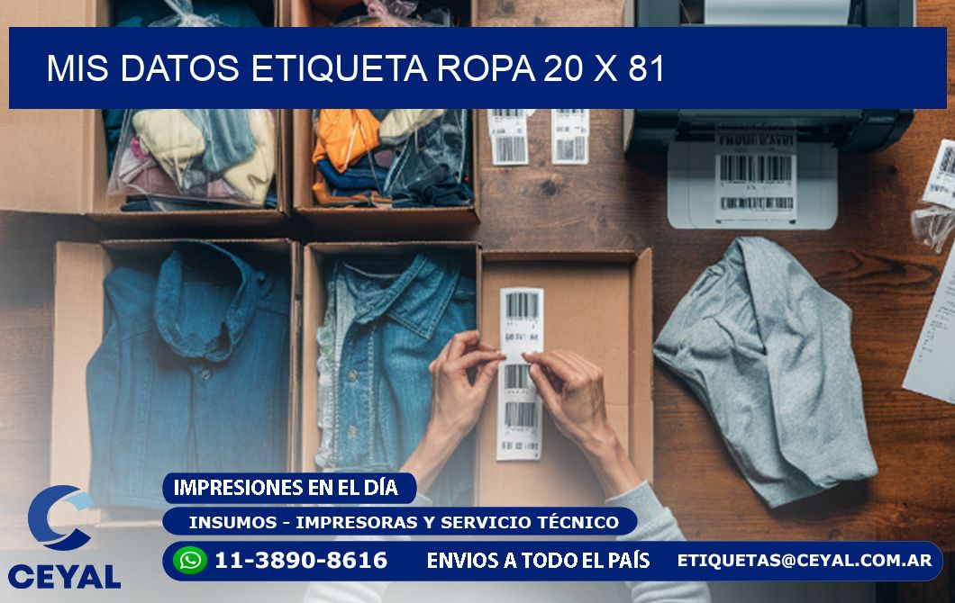 MIS DATOS ETIQUETA ROPA 20 x 81