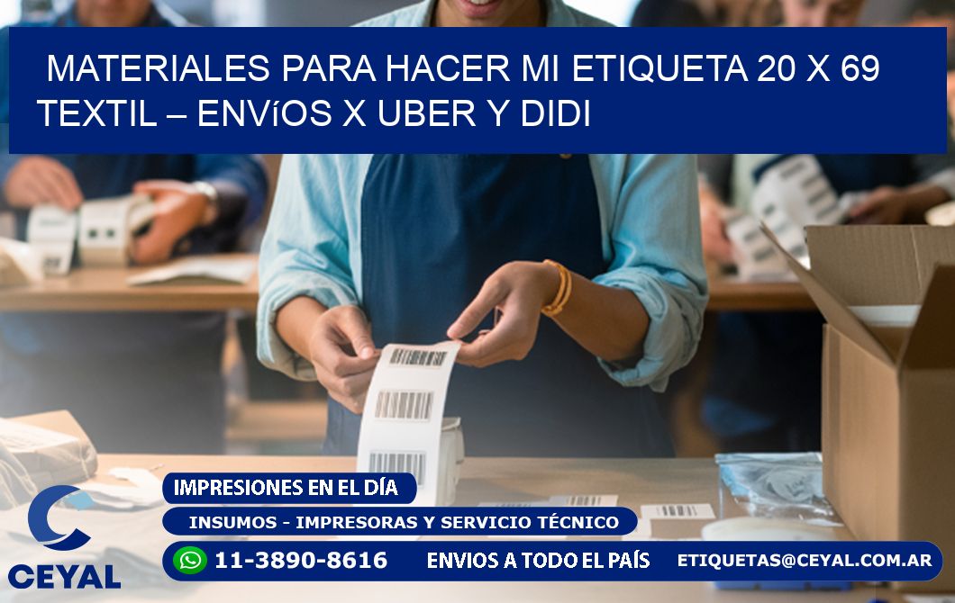 Materiales para hacer mi Etiqueta 20 x 69 textil – Envíos x Uber y DiDi