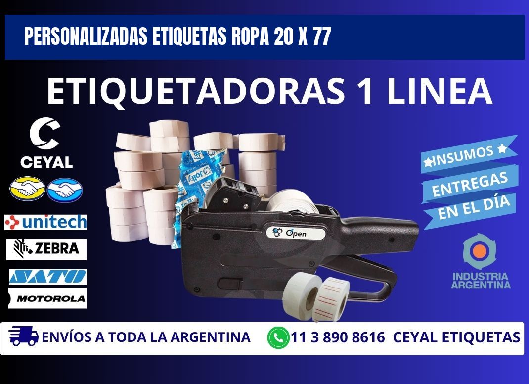 PERSONALIZADAS ETIQUETAS ROPA 20 x 77