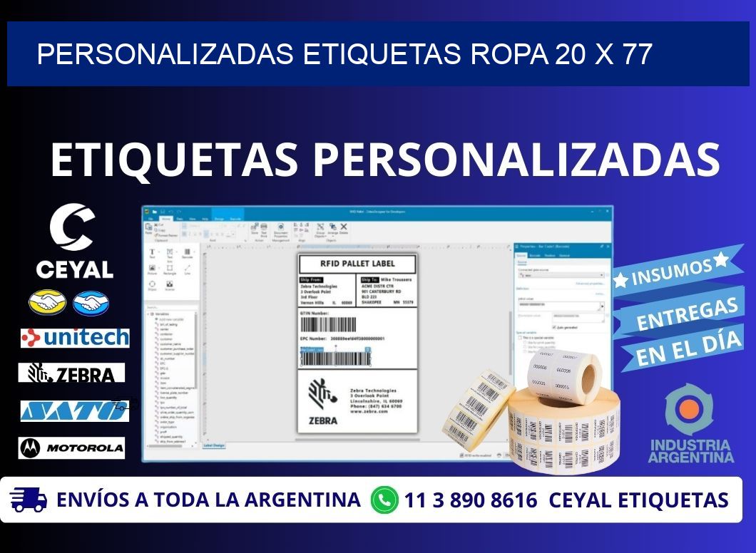 PERSONALIZADAS ETIQUETAS ROPA 20 x 77