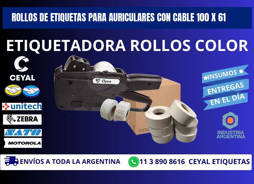 ROLLOS DE ETIQUETAS PARA AURICULARES CON CABLE 100 x 61