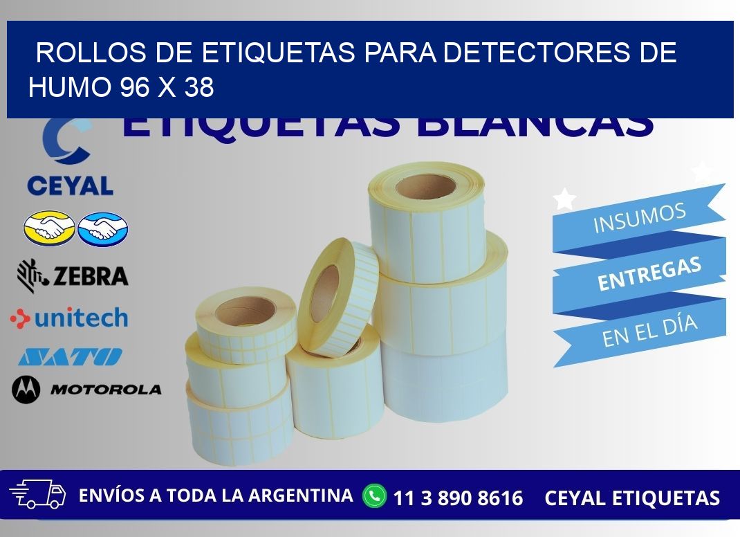 ROLLOS DE ETIQUETAS PARA DETECTORES DE HUMO 96 x 38