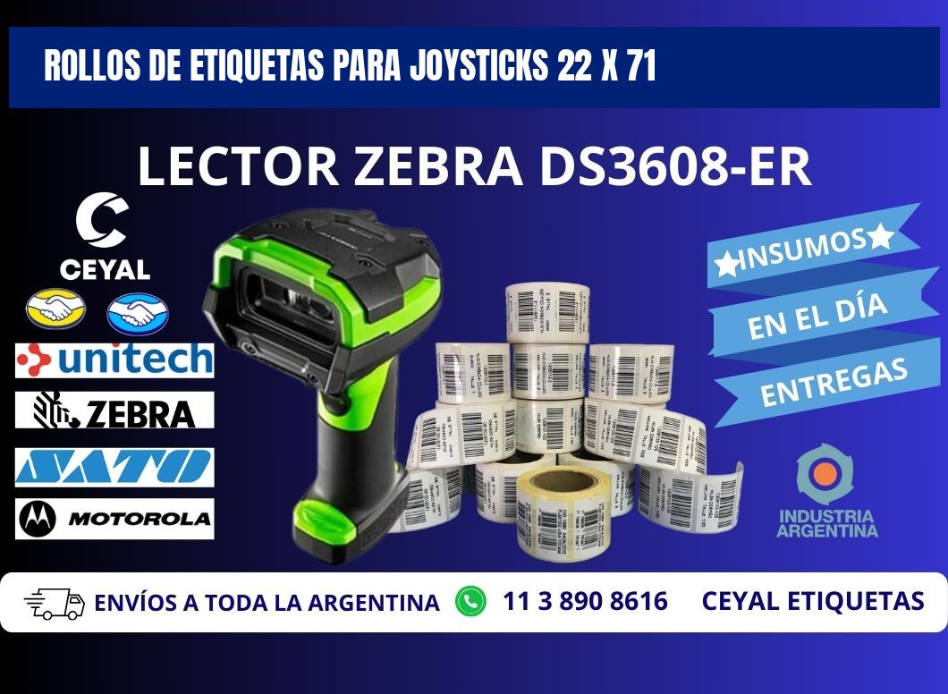 ROLLOS DE ETIQUETAS PARA JOYSTICKS 22 x 71