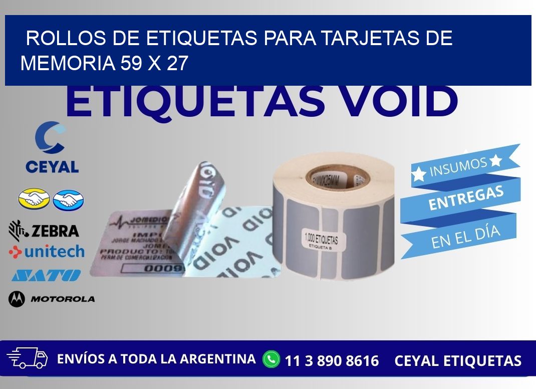 ROLLOS DE ETIQUETAS PARA TARJETAS DE MEMORIA 59 x 27