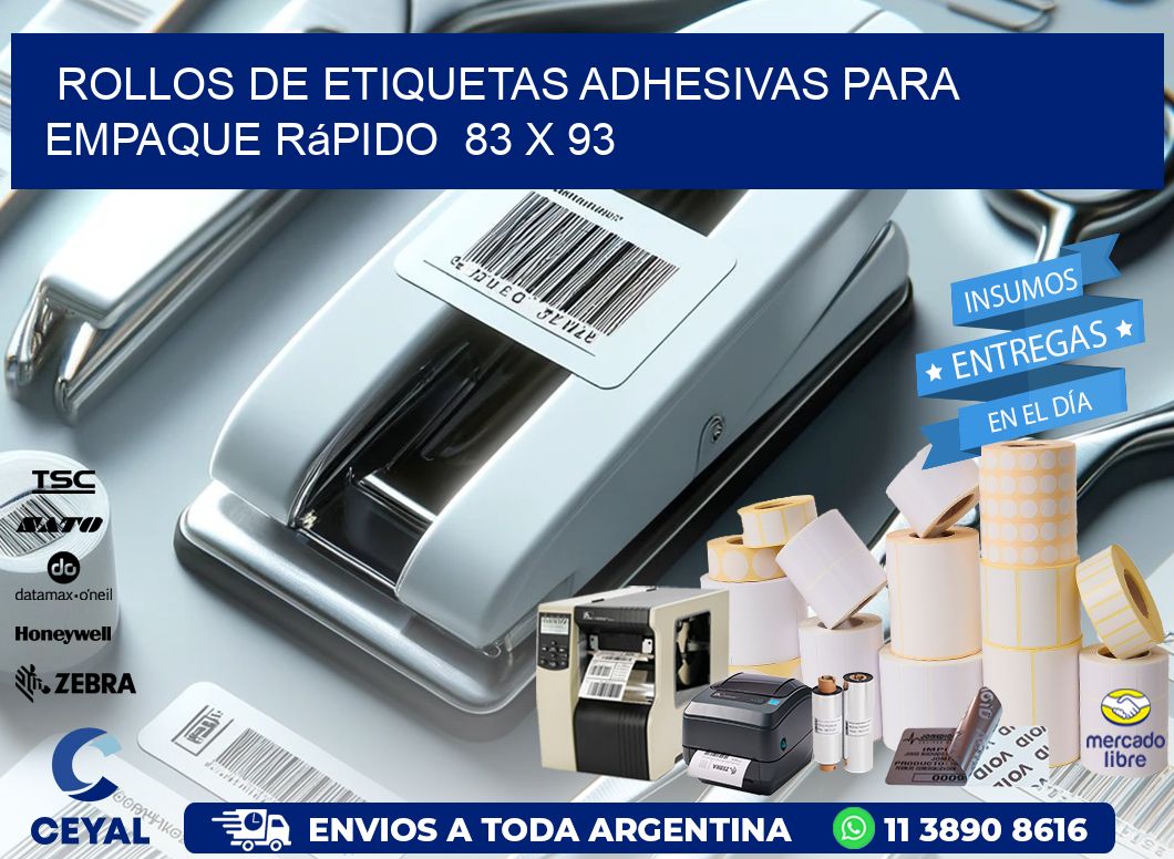 Rollos de Etiquetas Adhesivas para Empaque Rápido 83 x 93