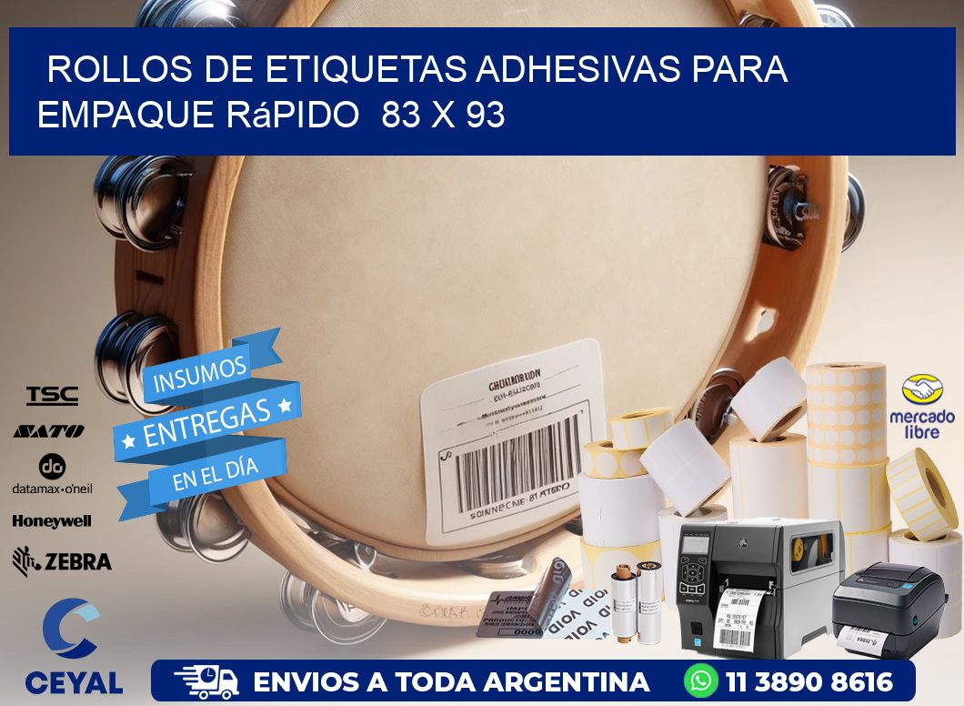 Rollos de Etiquetas Adhesivas para Empaque Rápido 83 x 93