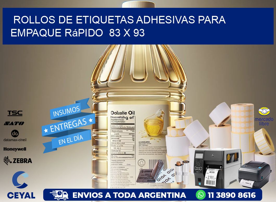 Rollos de Etiquetas Adhesivas para Empaque Rápido 83 x 93