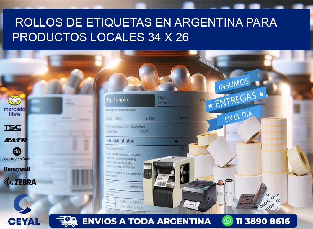 Rollos de Etiquetas en Argentina para Productos Locales 34 x 26