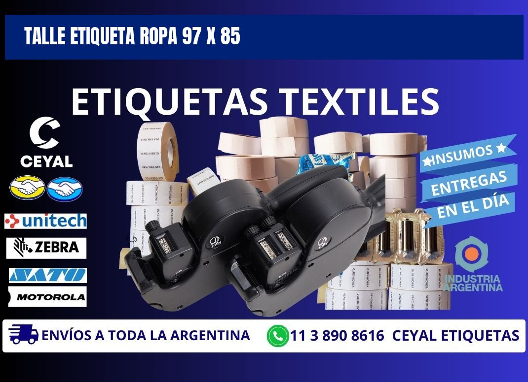 TALLE ETIQUETA ROPA 97 x 85