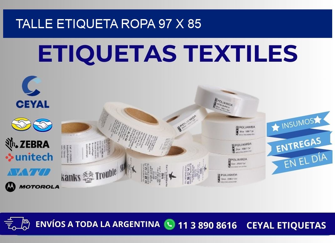 TALLE ETIQUETA ROPA 97 x 85