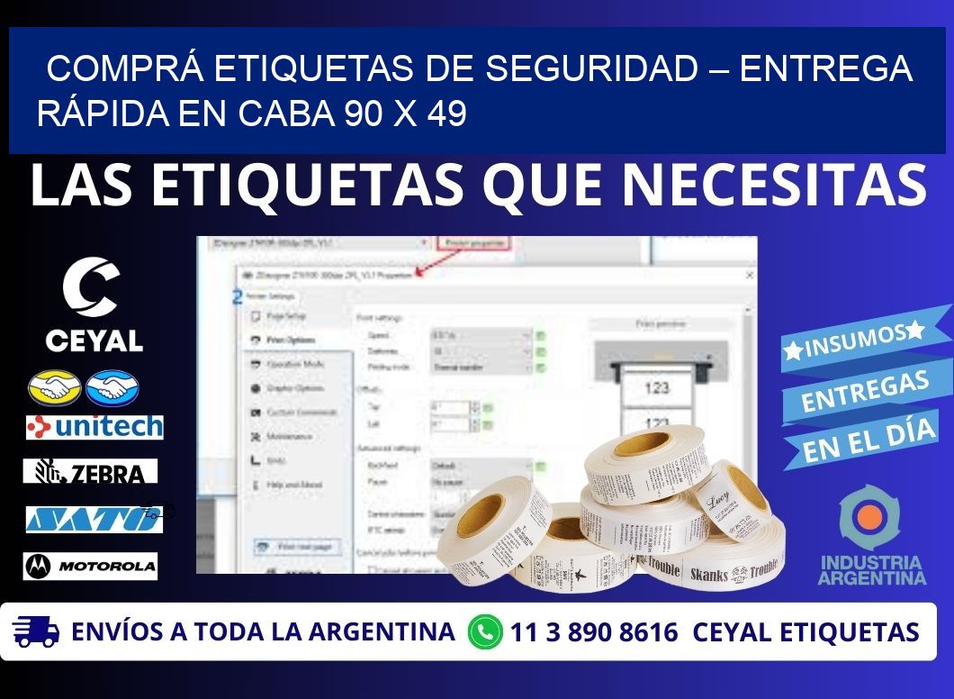 COMPRÁ ETIQUETAS DE SEGURIDAD – ENTREGA RÁPIDA EN CABA 90 x 49