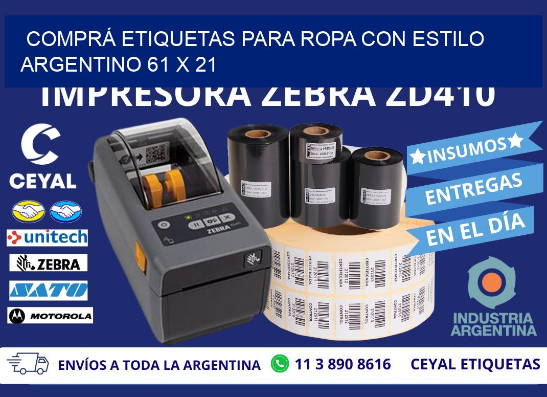 COMPRÁ ETIQUETAS PARA ROPA CON ESTILO ARGENTINO 61 x 21