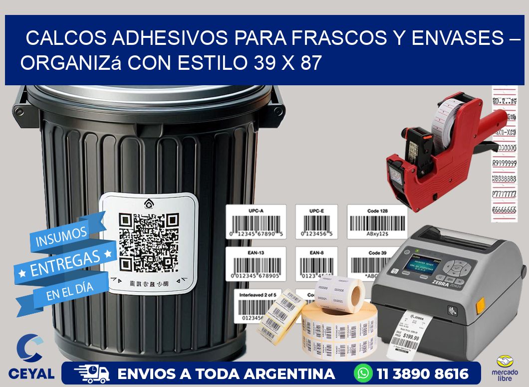 Calcos Adhesivos para Frascos y Envases – Organizá con Estilo 39 x 87