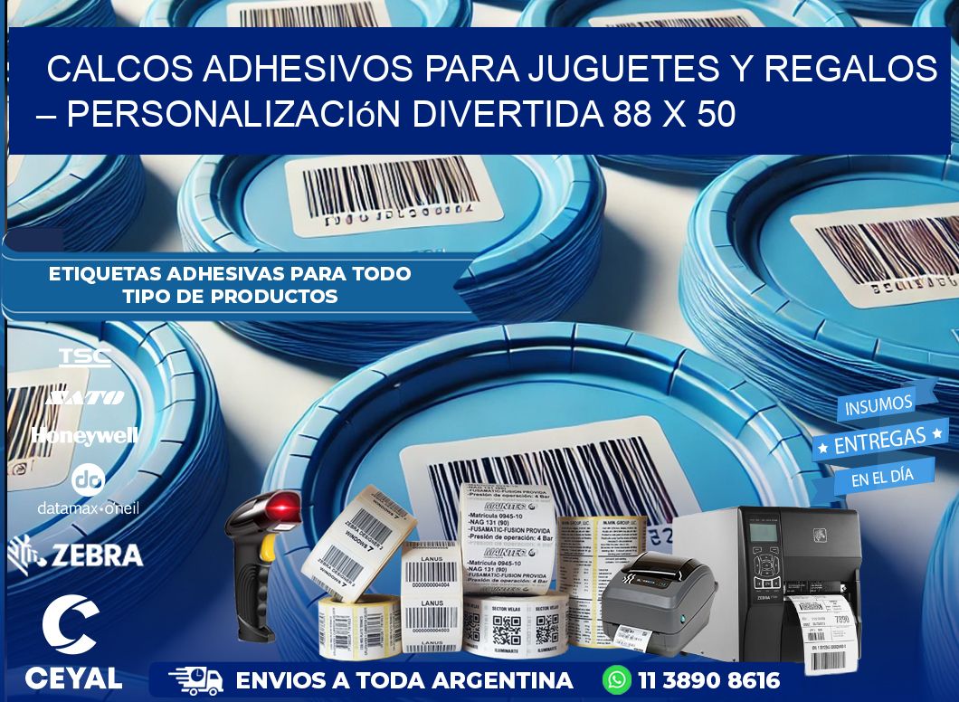 Calcos Adhesivos para Juguetes y Regalos – Personalización Divertida 88 x 50