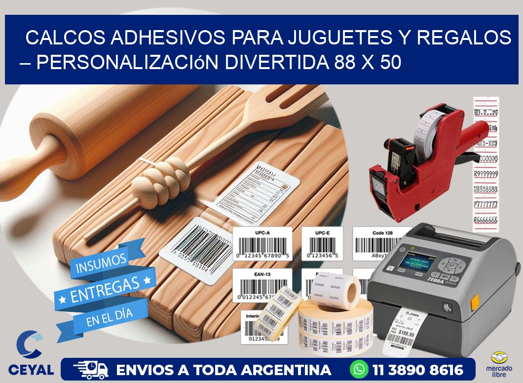 Calcos Adhesivos para Juguetes y Regalos – Personalización Divertida 88 x 50