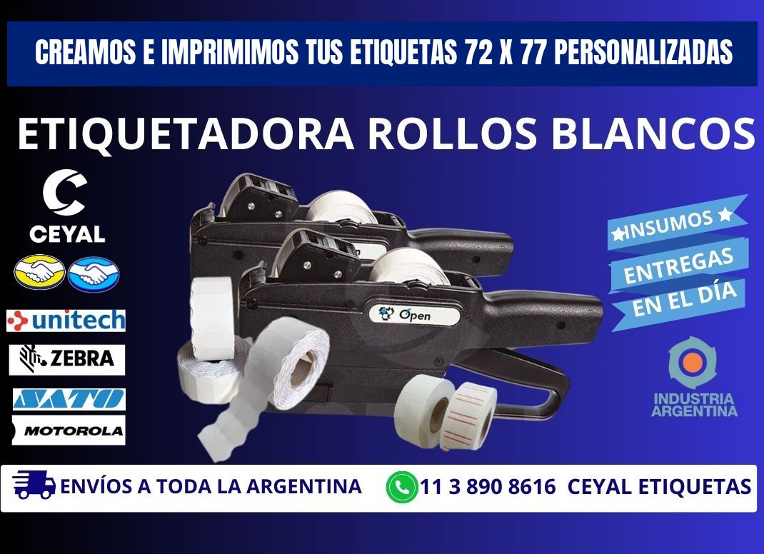 Creamos e Imprimimos tus Etiquetas 72 x 77 Personalizadas