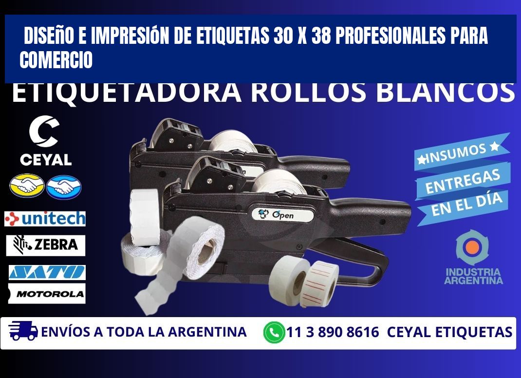 Diseño e Impresión de Etiquetas 30 x 38 Profesionales para Comercio