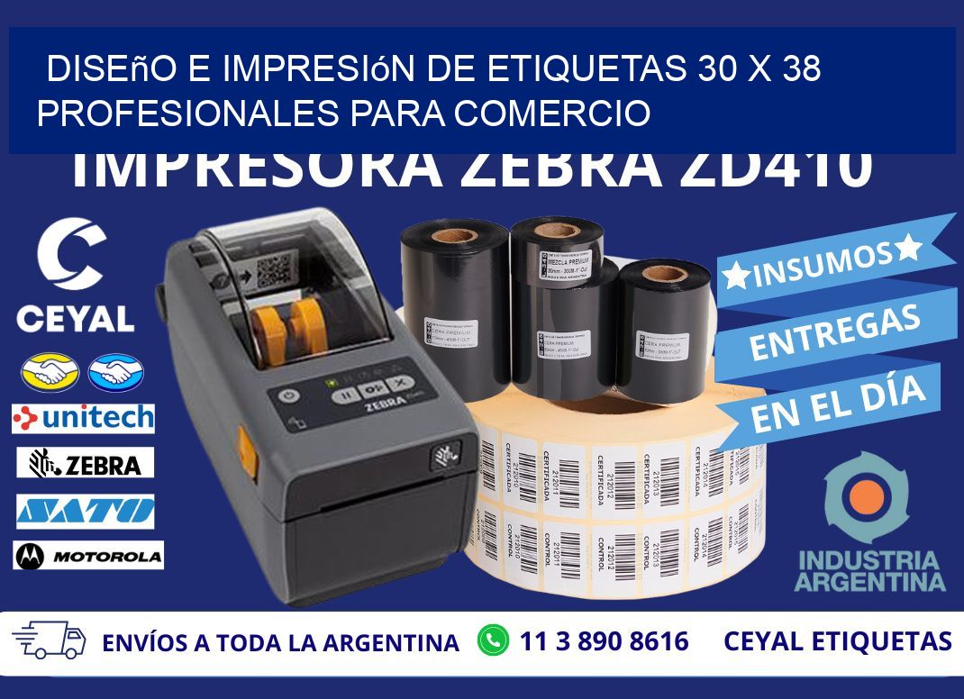 Diseño e Impresión de Etiquetas 30 x 38 Profesionales para Comercio