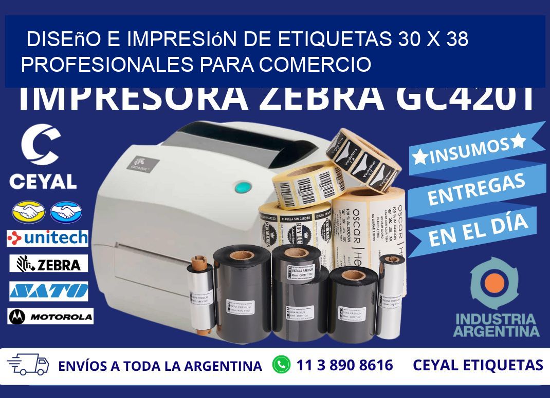 Diseño e Impresión de Etiquetas 30 x 38 Profesionales para Comercio