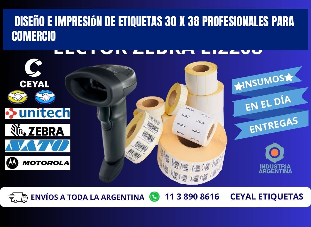 Diseño e Impresión de Etiquetas 30 x 38 Profesionales para Comercio