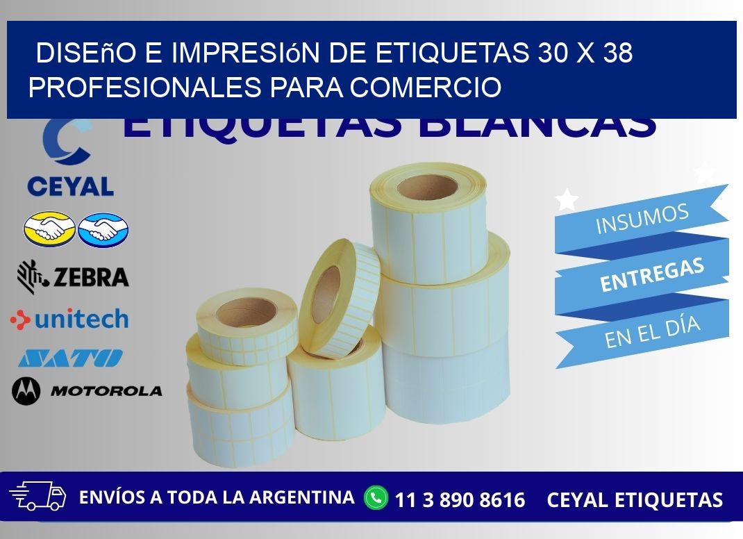 Diseño e Impresión de Etiquetas 30 x 38 Profesionales para Comercio
