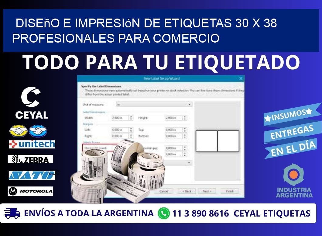 Diseño e Impresión de Etiquetas 30 x 38 Profesionales para Comercio