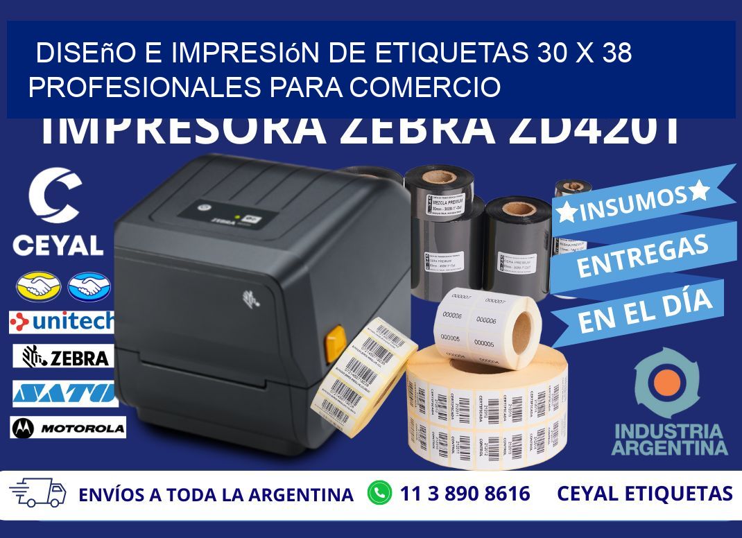 Diseño e Impresión de Etiquetas 30 x 38 Profesionales para Comercio