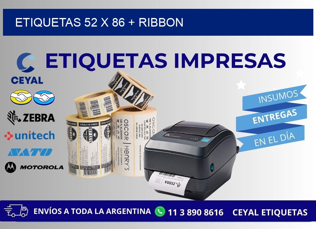 ETIQUETAS 52 x 86 + RIBBON