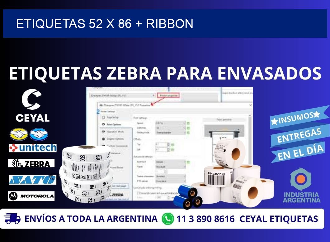 ETIQUETAS 52 x 86 + RIBBON