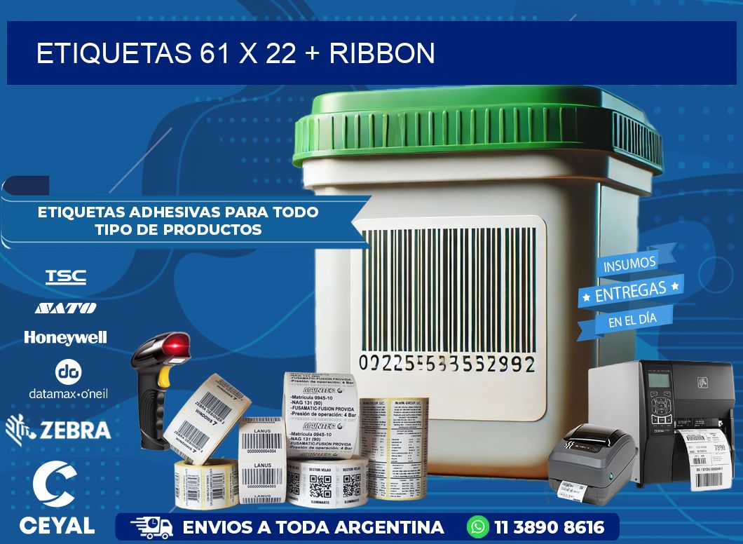 ETIQUETAS 61 x 22 + RIBBON