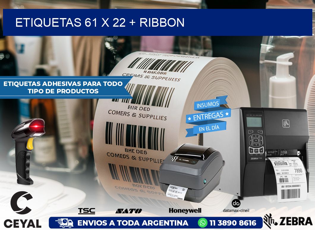 ETIQUETAS 61 x 22 + RIBBON