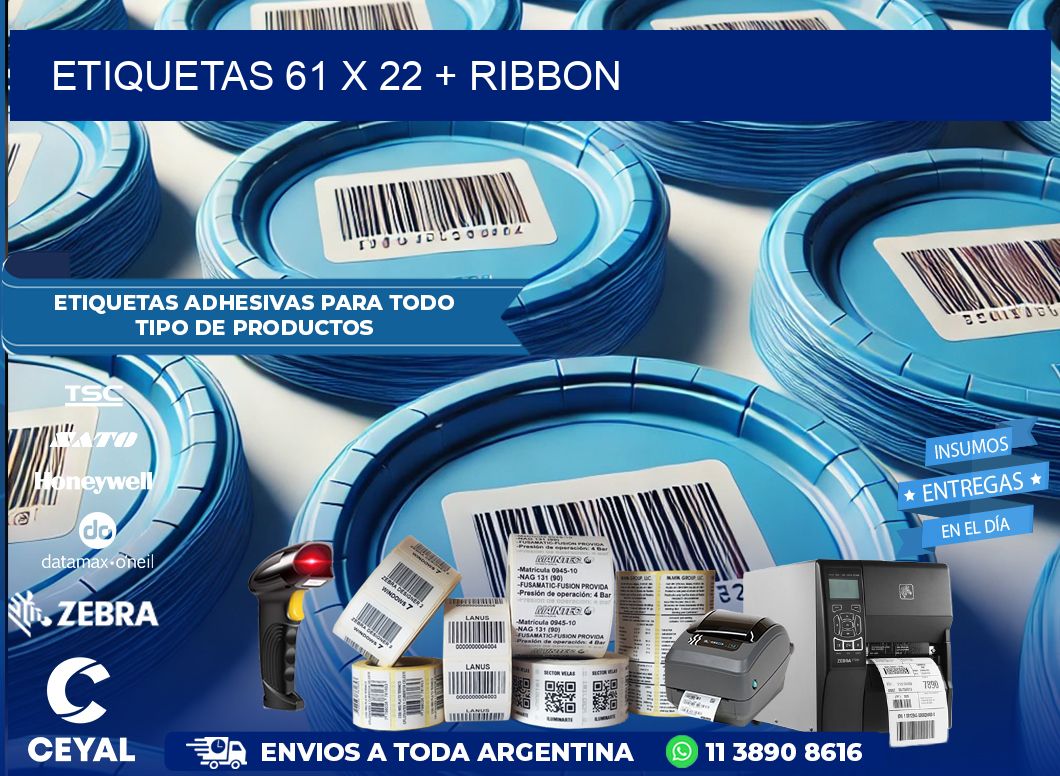 ETIQUETAS 61 x 22 + RIBBON