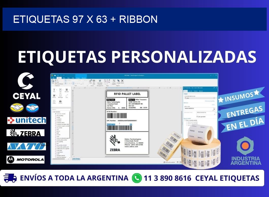 ETIQUETAS 97 x 63 + RIBBON