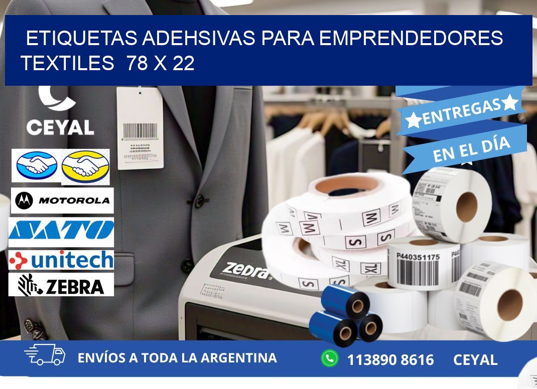 ETIQUETAS ADEHSIVAS PARA EMPRENDEDORES TEXTILES  78 x 22