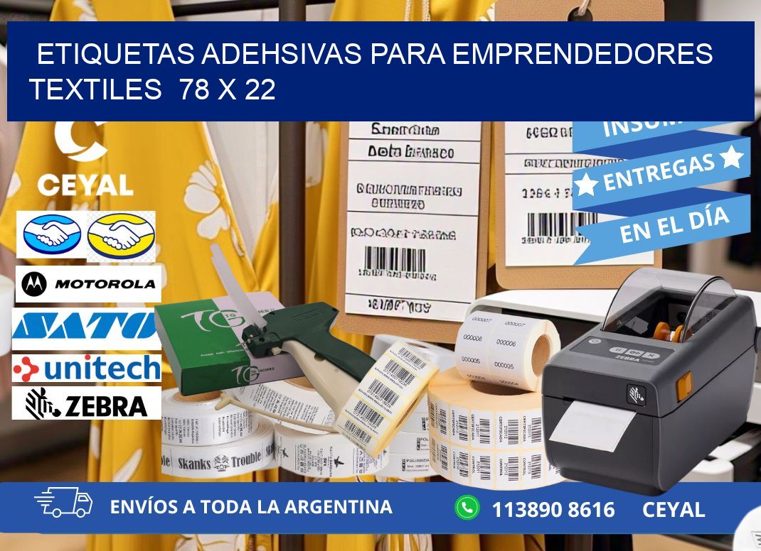 ETIQUETAS ADEHSIVAS PARA EMPRENDEDORES TEXTILES  78 x 22