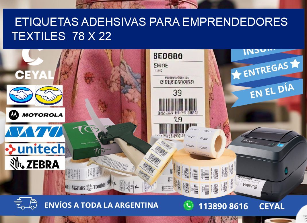 ETIQUETAS ADEHSIVAS PARA EMPRENDEDORES TEXTILES  78 x 22