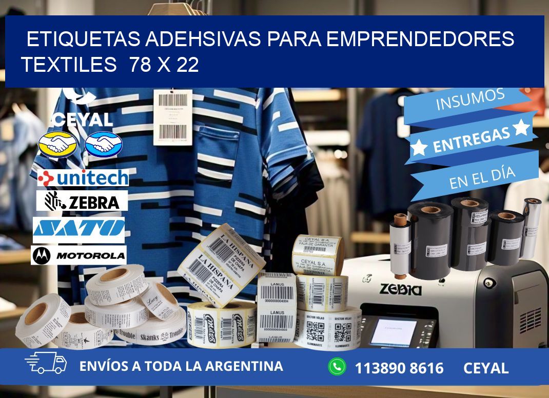 ETIQUETAS ADEHSIVAS PARA EMPRENDEDORES TEXTILES  78 x 22