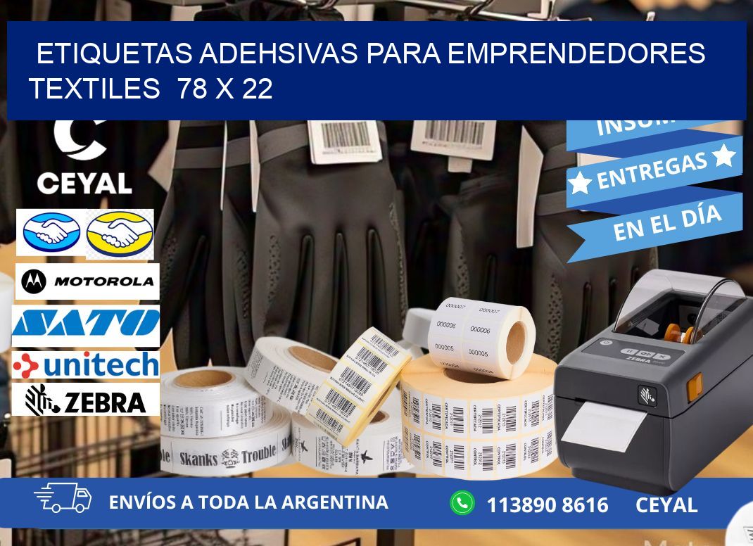 ETIQUETAS ADEHSIVAS PARA EMPRENDEDORES TEXTILES  78 x 22