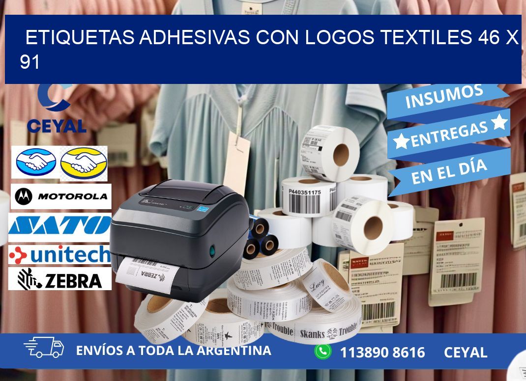 ETIQUETAS ADHESIVAS CON LOGOS TEXTILES 46 x 91